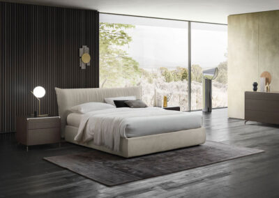 Lit double rembourré en tissus - personnalisable - tendance