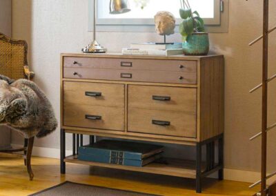 meuble d'appoint en bois - rangement - pied en métal noir -