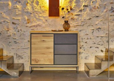 Meuble d'appoint - séjour - en bois et en acier